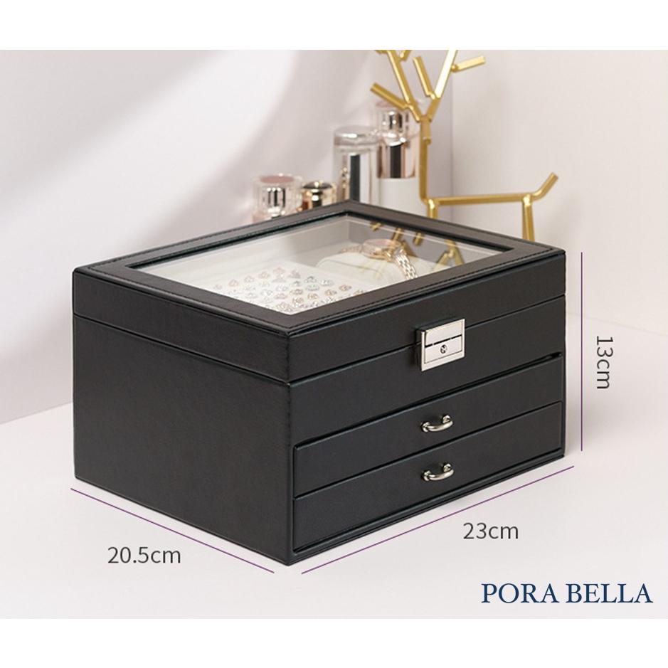 <台灣現貨>快速出貨 大皮革收納盒  隨身款珠寶盒 旅行收納盒 便攜飾品盒 多功能收納盒 首飾盒 珠寶盒-細節圖9