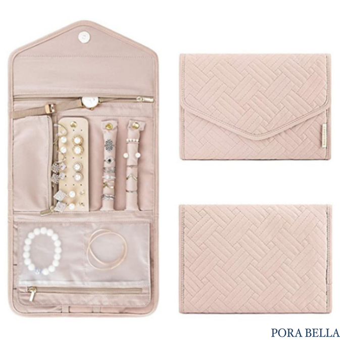 <台灣現貨>快速出貨 棉布收納盒 隨身款珠寶盒 飾品收納盒 旅行收納盒 便攜飾品盒 多功能收納盒 首飾盒 珠寶盒-細節圖6