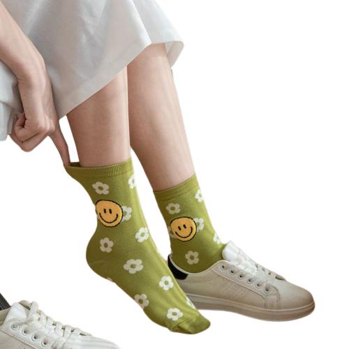 <Porabella>現貨韓國襪 滿版塗鴉笑臉 微笑襪A組 中筒襪 男女襪 條紋襪 塗鴉襪 撞色襪socks-細節圖6