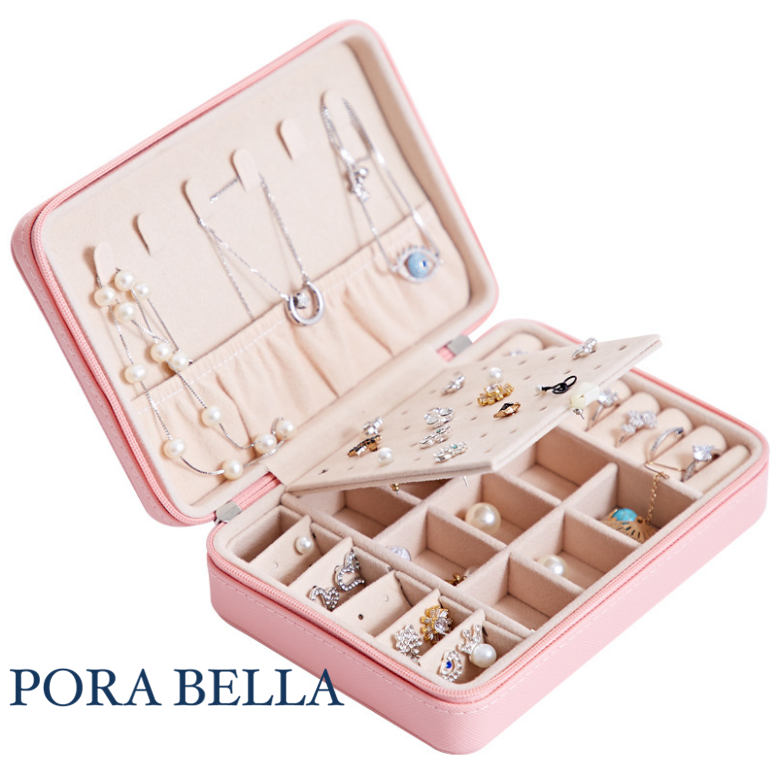 <台灣現貨>快速出貨 皮革收納盒  隨身款珠寶盒 迷你飾品收納盒 旅行收納盒 便攜飾品盒 多功能收納盒 首飾盒 珠寶盒-細節圖5