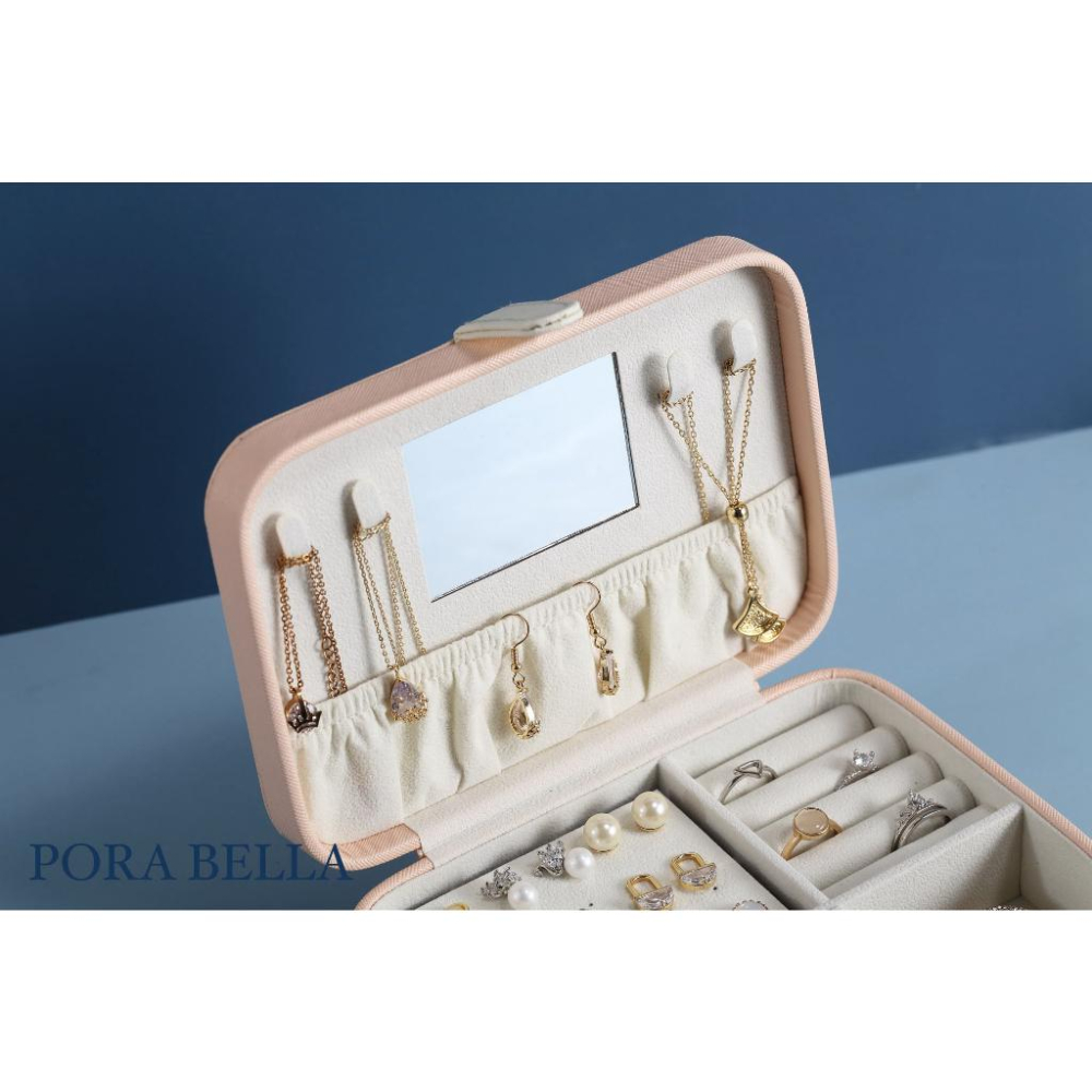 <台灣現貨>快速出貨 皮革收納盒  隨身款珠寶盒 迷你飾品收納盒 旅行收納盒 便攜飾品盒 多功能收納盒 首飾盒 珠寶盒-細節圖5