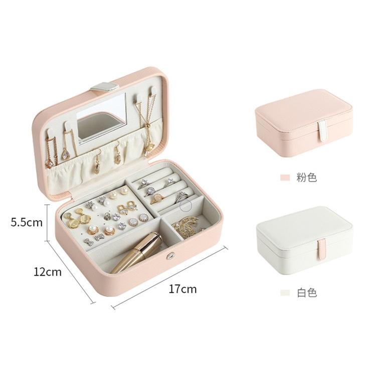 <台灣現貨>快速出貨 皮革收納盒  隨身款珠寶盒 迷你飾品收納盒 旅行收納盒 便攜飾品盒 多功能收納盒 首飾盒 珠寶盒-細節圖9