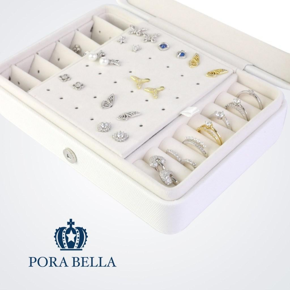 <台灣現貨>快速出貨 小長方形鏡子皮革收納盒 隨身款珠寶盒 旅行收納盒 便攜飾品盒 多功能收納盒 首飾盒珠寶盒-細節圖2