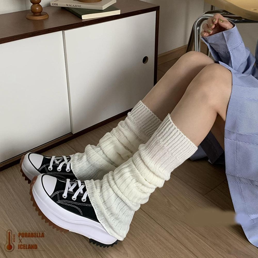 <Porabella>現貨襪套 針織襪套 鬆垮堆堆襪套素色襪套螺紋襪套加厚襪套堆堆襪女生襪套高筒襪套 美腿襪套socks-細節圖3