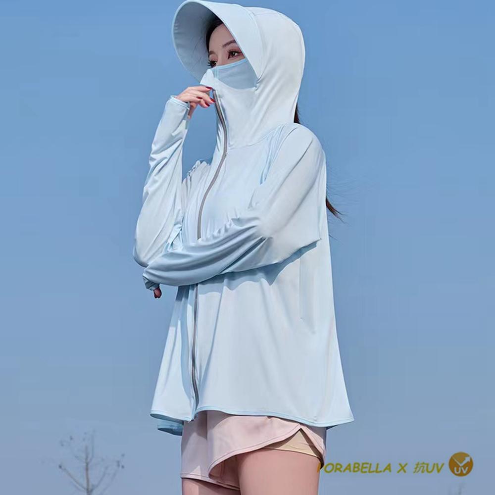<Porabella>現貨防曬外套 防曬外套冰絲外套防紫外線透氣外套罩衫外套騎車服寬鬆版寬帽檐休閒防曬服UVCOAT-細節圖3