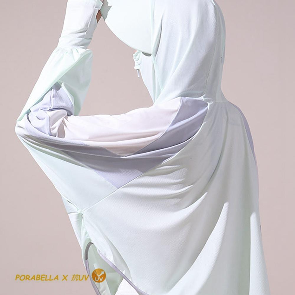 <Porabella>現貨防曬外套 拼接撞色防曬衣 戶外冰絲防曬連帽薄外套防紫外線透氣遮臉薄罩衫休閒防曬服UVCOAT-細節圖6