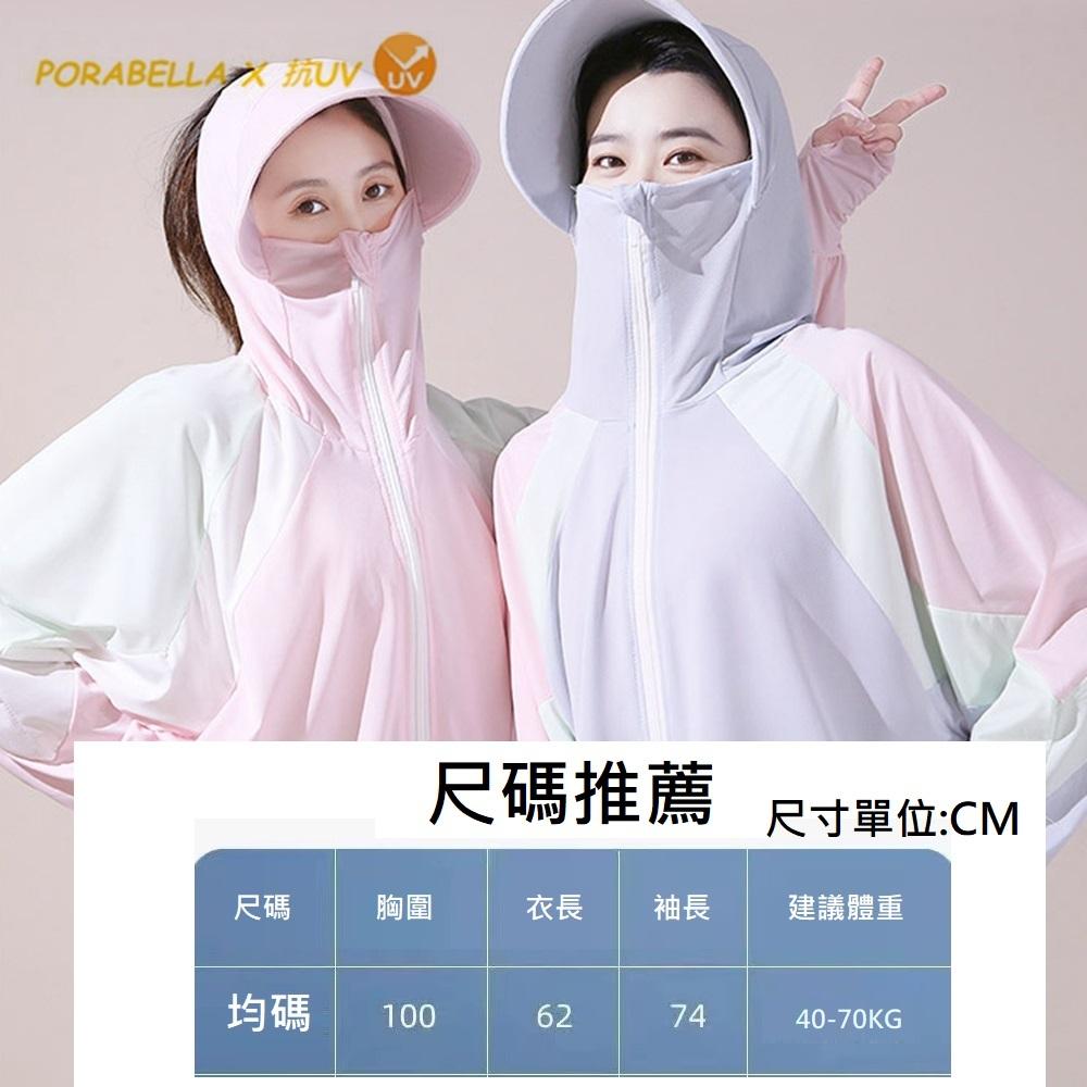<Porabella>現貨防曬外套 拼接撞色防曬衣 戶外冰絲防曬連帽薄外套防紫外線透氣遮臉薄罩衫休閒防曬服UVCOAT-細節圖8