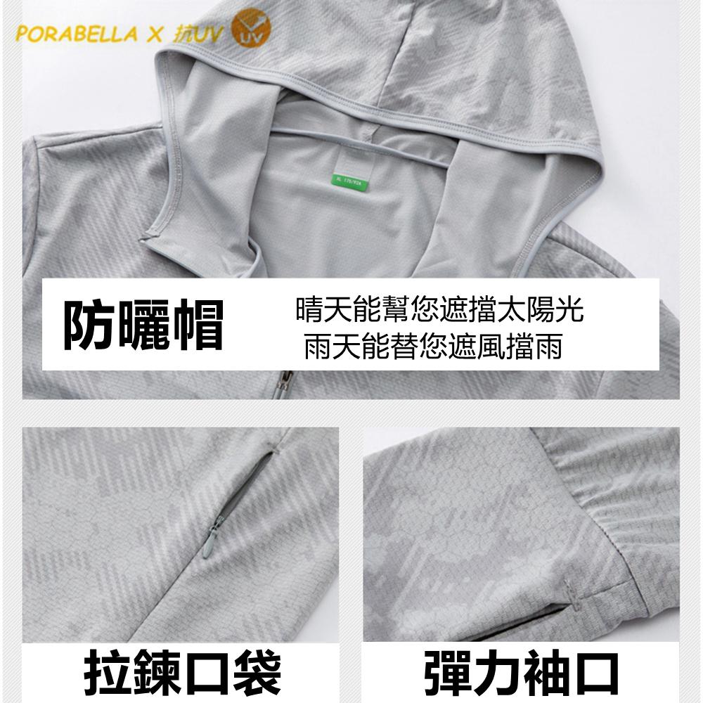 <Porabella>現貨防曬外套 迷彩防曬衣防紫外線冰絲防曬衣撞色防曬外套連帽防曬情侶外套UVCOAT(M-3XL)-細節圖7