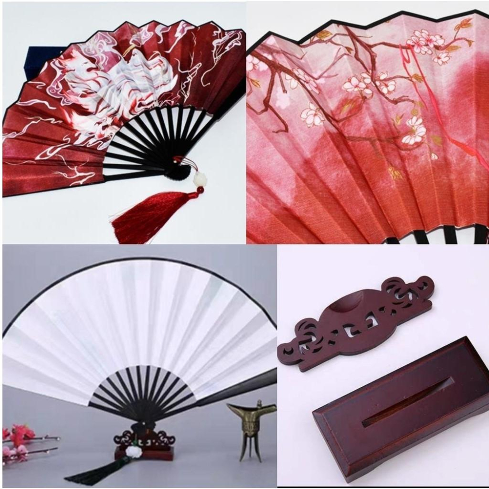 『運福閣』【開光】蓮花流蘇九尾狐仙折扇，九尾狐狸，狐仙娘娘，手工流穗絹布扇子，斬小三，促姻緣，招財B02-細節圖5