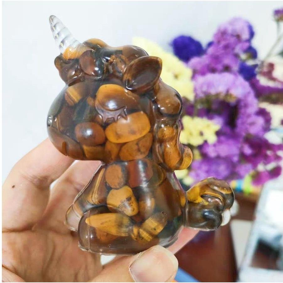 『富貴坊』【開光】水晶石風水獨角獸，辟邪獨角獸，守護神獸，水晶碎石，化煞擋災，趨吉避凶，開運轉運，招財迎福H01-細節圖5