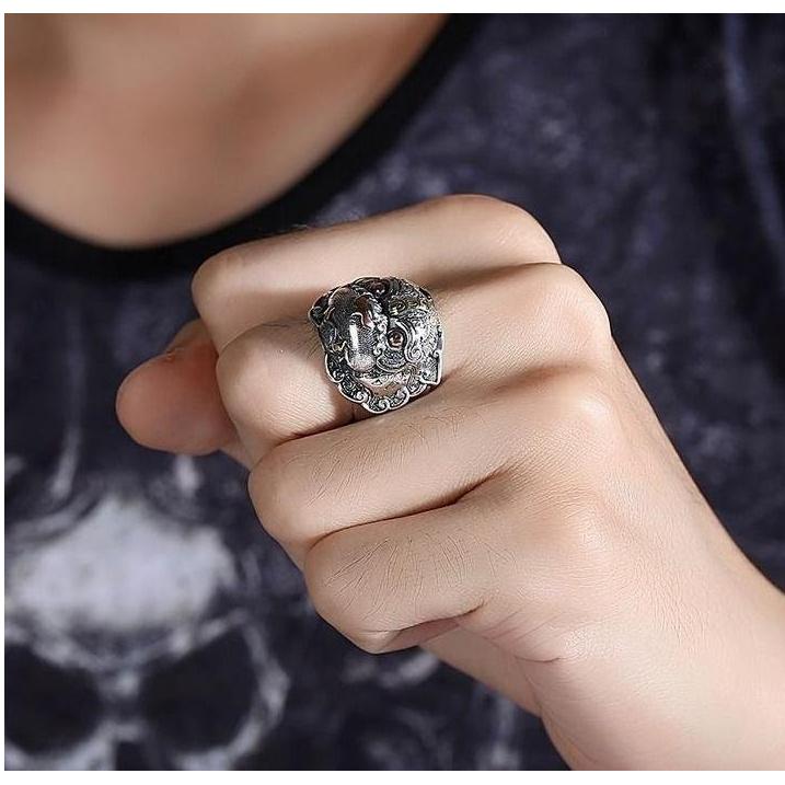 『運福閣』【開光】貔貅戒指，招財貔貅，辟邪貔貅，貔貅銀戒，護身保平安，風水貔貅H01-細節圖2