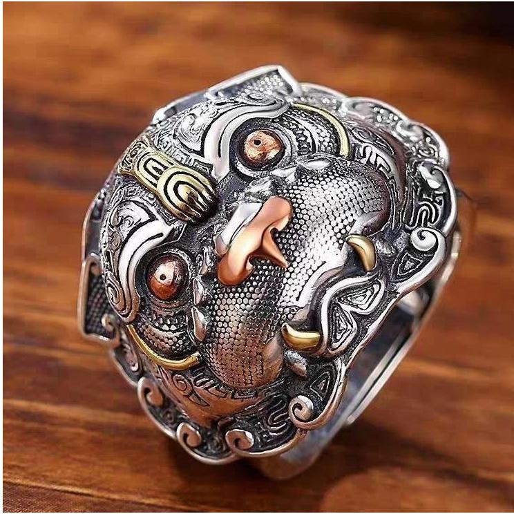 『運福閣』【開光】貔貅戒指，招財貔貅，辟邪貔貅，貔貅銀戒，護身保平安，風水貔貅H01-細節圖4