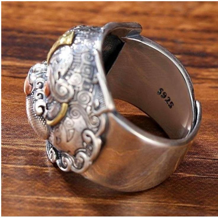 『運福閣』【開光】貔貅戒指，招財貔貅，辟邪貔貅，貔貅銀戒，護身保平安，風水貔貅H01-細節圖5