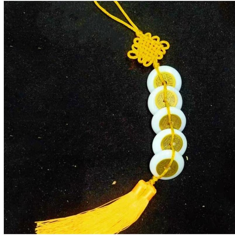 『富貴坊』【開光】五白玉平安扣+五帝錢，白玉平安扣，五帝錢，化解門戶沖煞利器，風水白玉扣，化煞寶物，事業運，財運H03-細節圖2