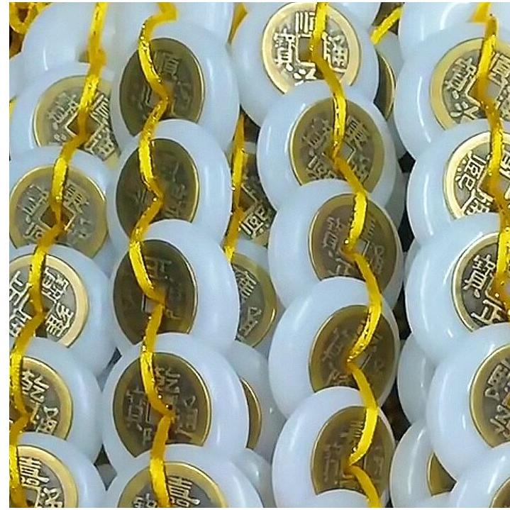 『富貴坊』【開光】五白玉平安扣+五帝錢，白玉平安扣，五帝錢，化解門戶沖煞利器，風水白玉扣，化煞寶物，事業運，財運H03-細節圖3