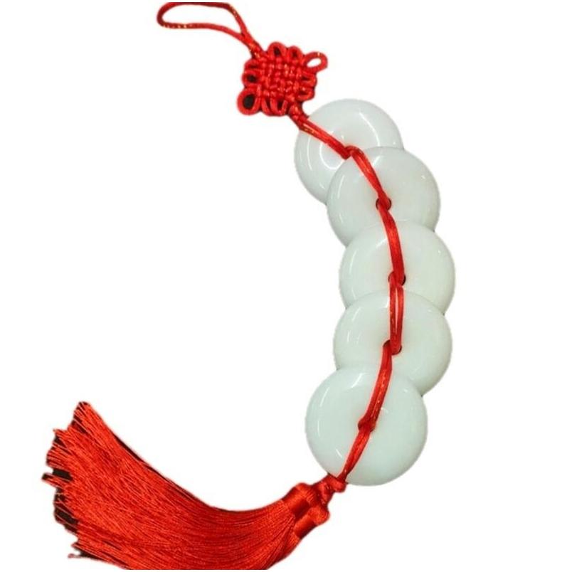 『富貴坊』【開光】五白玉平安扣+五帝錢，白玉平安扣，五帝錢，化解門戶沖煞利器，風水白玉扣，化煞寶物，事業運，財運H03-細節圖4