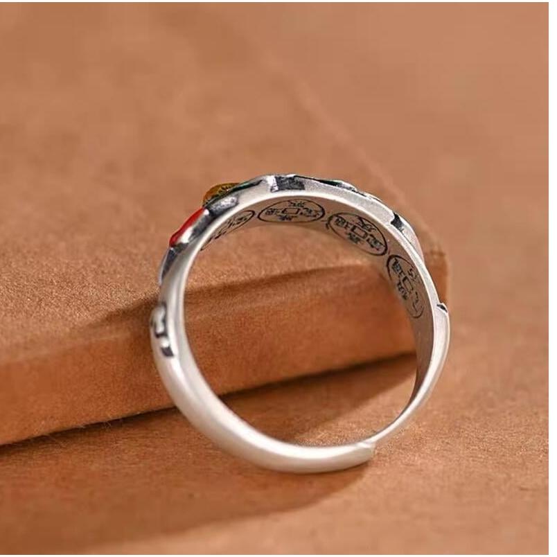 『富貴坊』【開光】彩繪珐琅五帝錢戒指，五帝錢，風水帝錢，化煞，辟邪，開運，招財，保平安，防小人H04-細節圖2