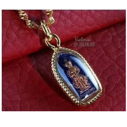 龍婆判廟龍婆雨水鬼王夜叉他冥素轉運版時尚藍金色佛牌項墬，發財轉運，保平安， 鎮宅，防小人， 吃鬼，避邪，擋災制亂H10-細節圖2