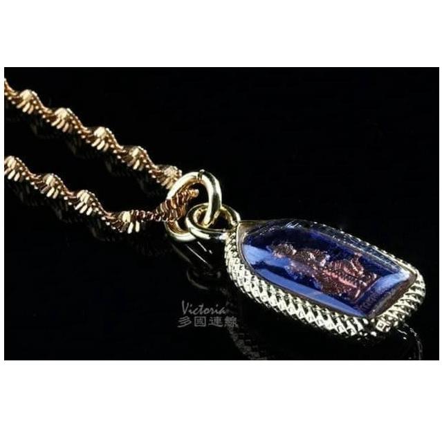 龍婆判廟龍婆雨水鬼王夜叉他冥素轉運版時尚藍金色佛牌項墬，發財轉運，保平安， 鎮宅，防小人， 吃鬼，避邪，擋災制亂H10-細節圖3