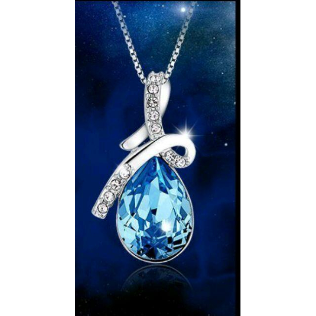 精選3克拉海藍寶石鑽石項鍊+絕美925純銀錬，貴婦必備款-細節圖3