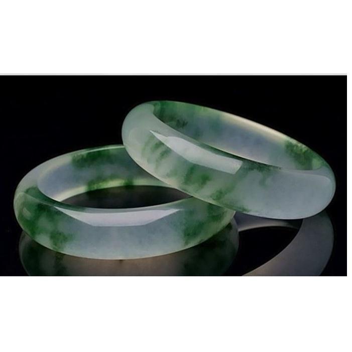 精選冰種泛光嬌豔白底青A貨翡翠玉鐲 ，古樸寶光，玉質細膩H14-細節圖2