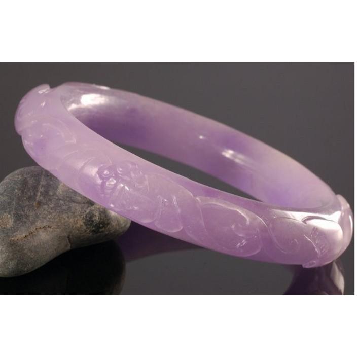 《Muse du Louvre-羅浮宮珠寶》精選冰種高雅紫羅蘭嬌豔A貨翡翠玉鐲 ，古樸寶光，玉質細膩H14-細節圖2