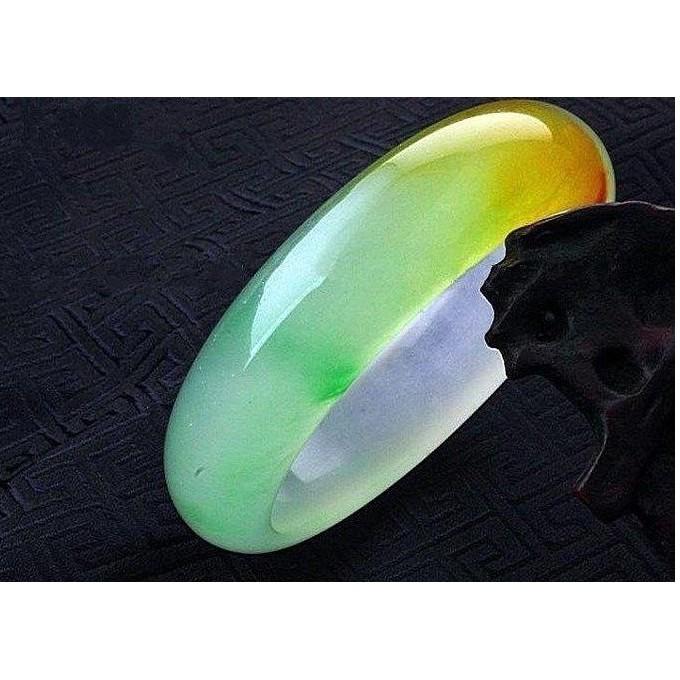 《宮廷珠寶》精選鮮透愛戀甜蜜薰衣草螢光翡翠玉鐲 ，古樸寶光，玉質細膩H23-細節圖3