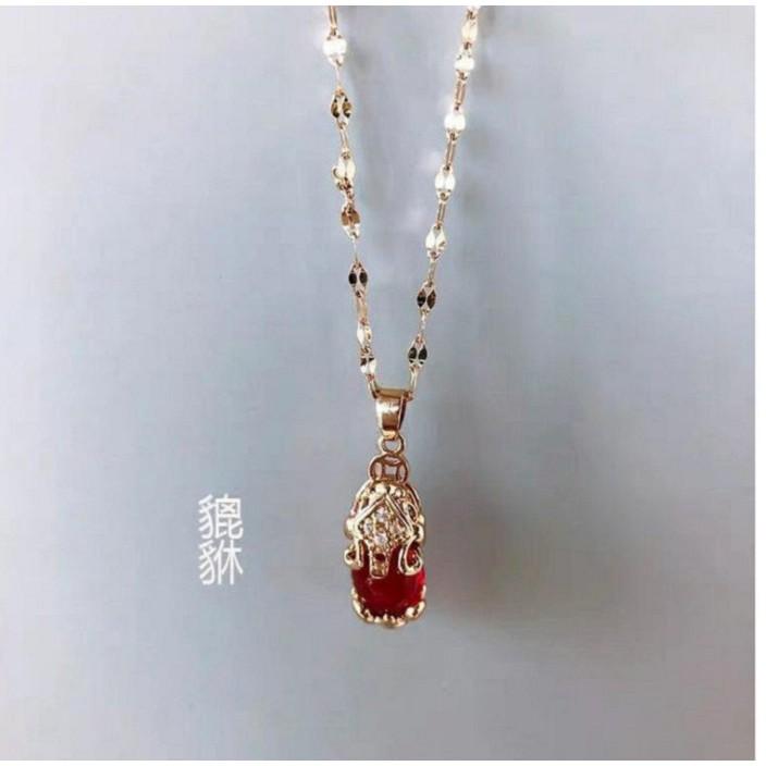 龍丹年紅寶石玫瑰金轉運招財貔貅佛牌+鈦鋼項鍊，招財進寶、財源滾滾、生意興隆、職場晉升、避邪、保平安、人緣魅力H03-細節圖4