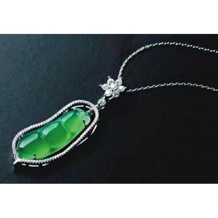 《禦寶苑》5克拉翡翠美鑽項鍊+絕美925純銀錬及墬台，名媛貴婦必備款，全台最低價H01-細節圖2