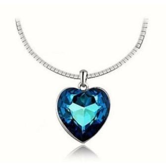 《禦寶苑》5克拉天然海藍寶石鑽石項鍊+絕美925純銀錬（海洋之心，鐵達尼號款），貴婦名媛必備款，全台最低價 H02-細節圖2