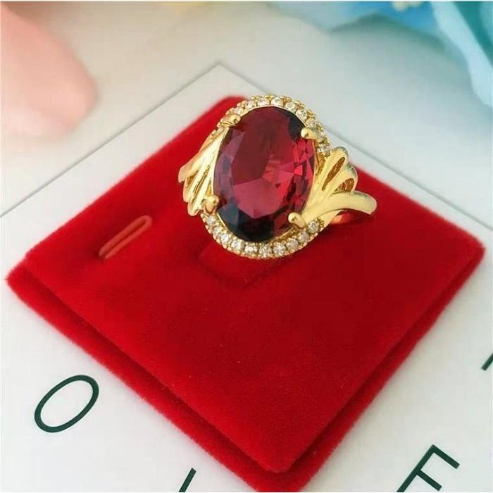 高度仿真24K金女用黃金寶石美鑽戒指，活動式戒圍可調，K金不掉色 H01-細節圖3