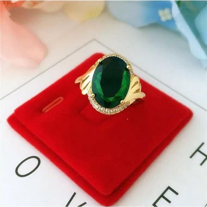 高度仿真24K金女用黃金寶石美鑽戒指，活動式戒圍可調，K金不掉色 H01-細節圖4