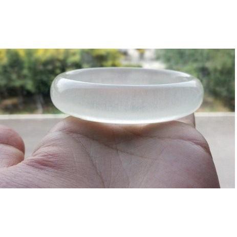 《宮廷珠寶》冰種透光泛珠光白皙A貨翡翠玉鐲，古樸寶光，玉質細膩H16-細節圖2