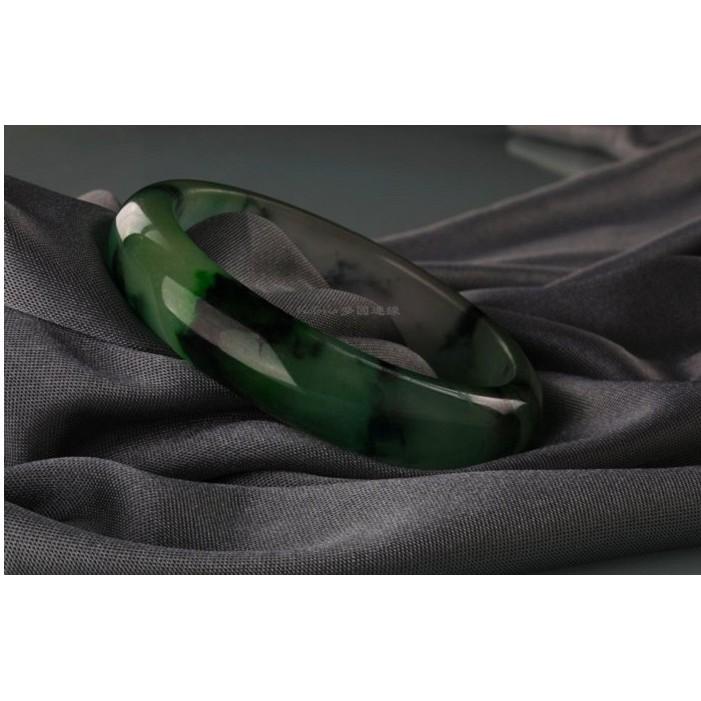 《宮廷珠寶》精選經典墨翠舞花翡翠玉鐲 ，古樸寶光，玉質細膩H43-細節圖2