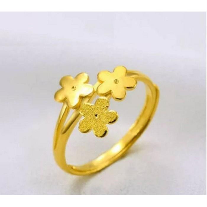 高度仿真24K金女用黃金戒指，活動式戒圍可調，K金不掉色（花朵） H01-細節圖2