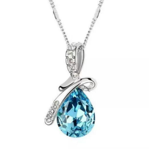 精選3克拉海藍寶石鑽石項鍊+絕美925純銀錬，貴婦必備款