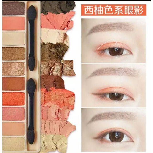 韓妝play color eyes西柚冰淇淋水果十色眼影盤（12ml），粉質細膩，感光微粒-細節圖3