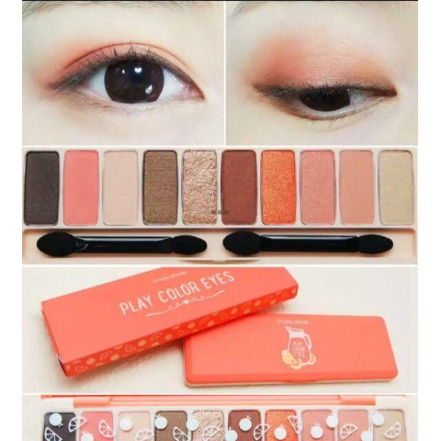 韓妝play color eyes西柚冰淇淋水果十色眼影盤（12ml），粉質細膩，感光微粒-細節圖5