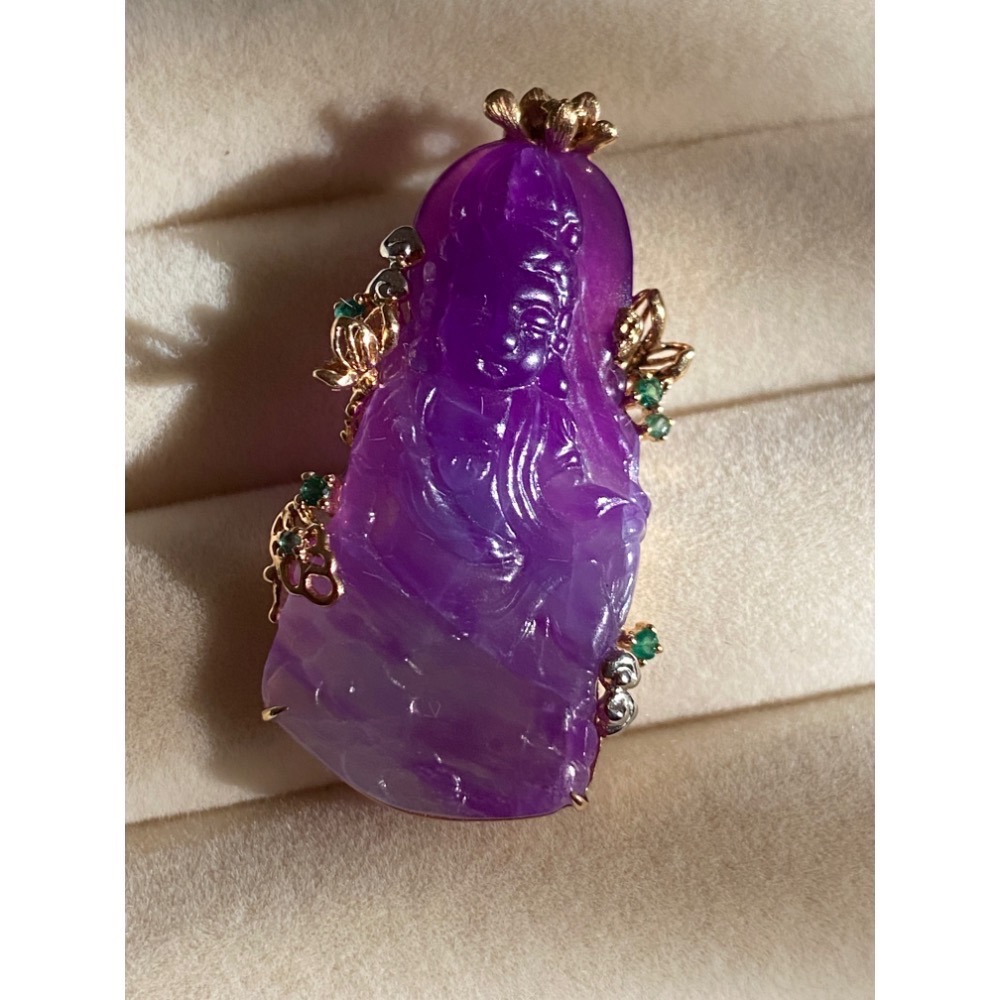 舒俱萊 起光玻璃紫自在觀音吊墜-細節圖3