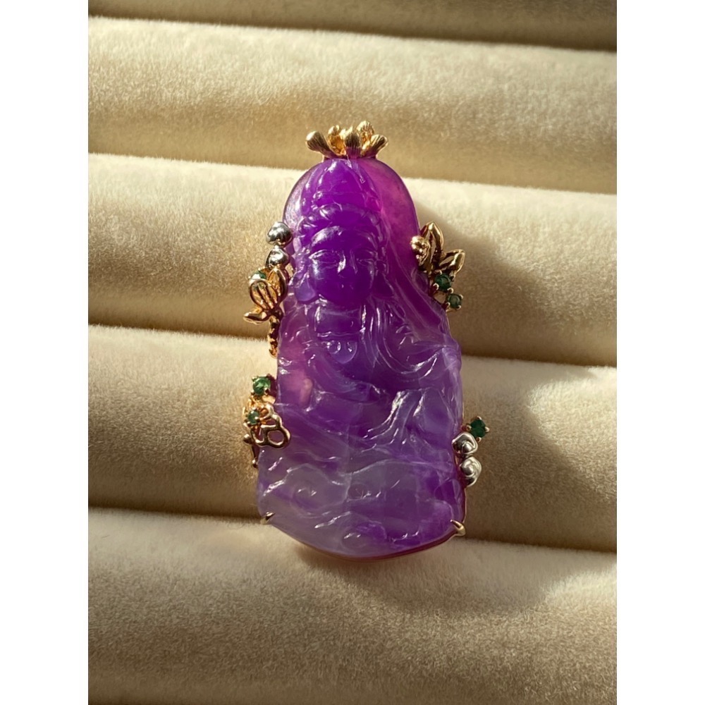 舒俱萊 起光玻璃紫自在觀音吊墜-細節圖5