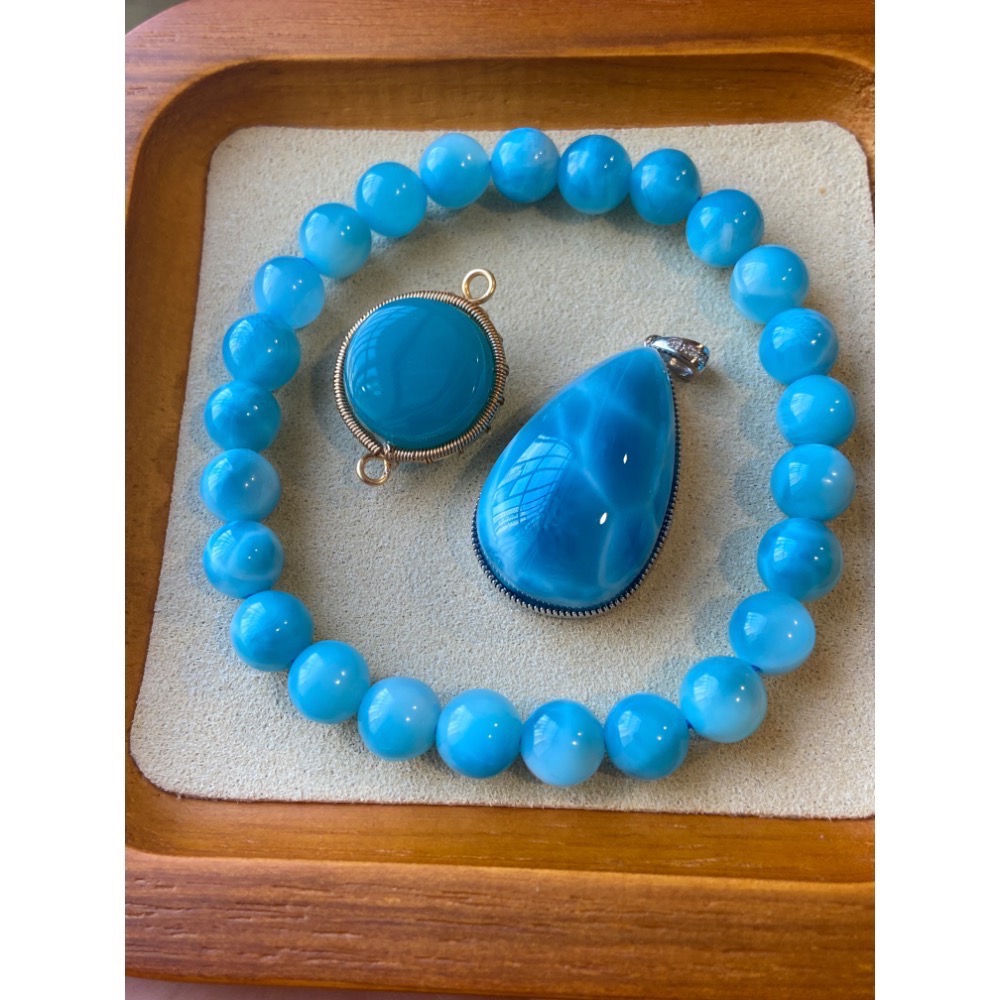 拉利瑪 海紋石 圓珠手串-細節圖4