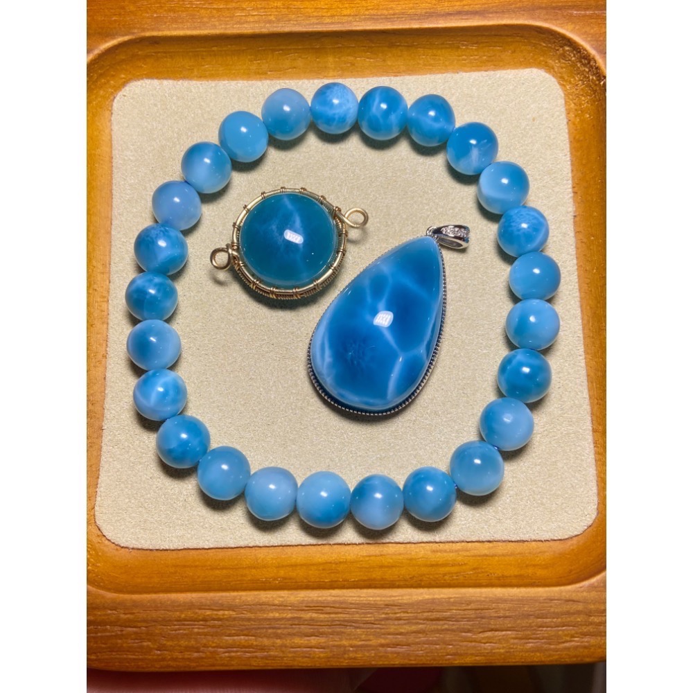 拉利瑪 海紋石 圓珠手串-細節圖6