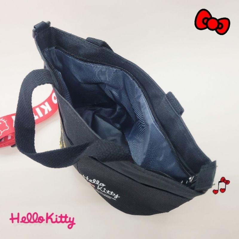 「日本🇯🇵」刺繡兩用手提袋 粉 黑 紅 HELLO KITTY 三麗鷗SANRIO正版授權-細節圖2