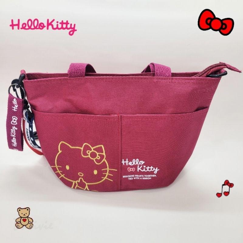 「日本🇯🇵」刺繡兩用手提袋 粉 黑 紅 HELLO KITTY 三麗鷗SANRIO正版授權-細節圖4