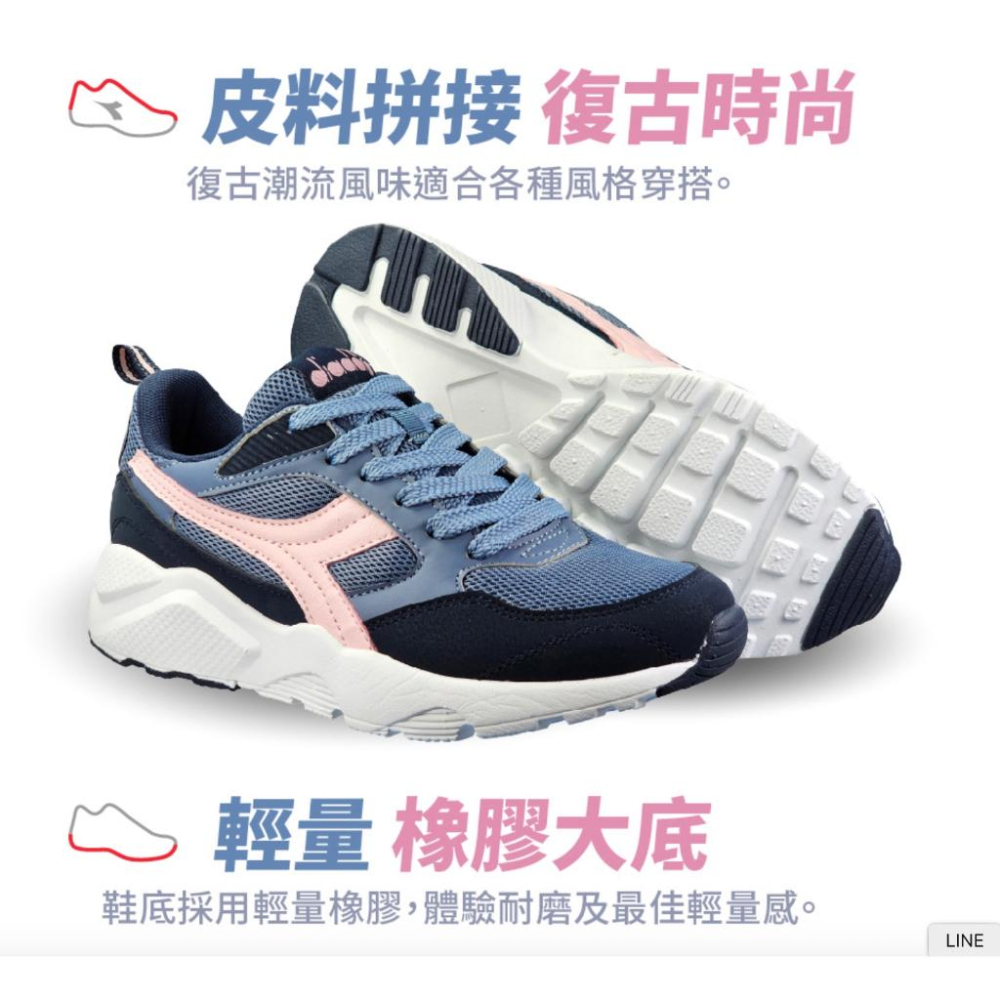 『DIADORA』女段運動時尚生活休閒鞋 －－－慢跑鞋 ( 藍粉)-細節圖5