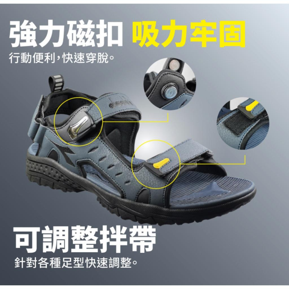 『DIADORA』男段磁扣式運動涼鞋 水陸兩用機能涼鞋  藍-細節圖7