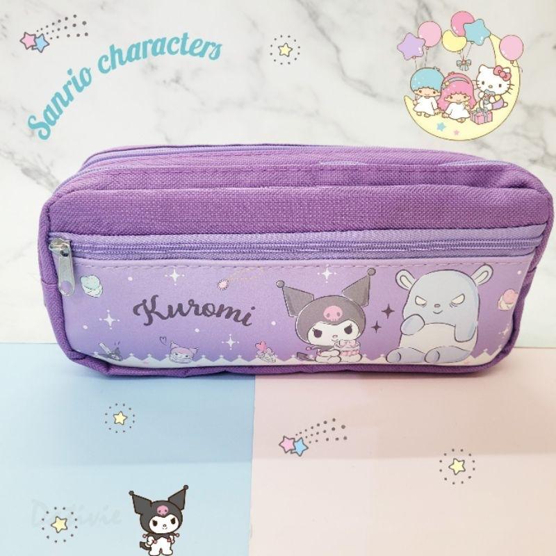 「日本🇯🇵」三拉筆袋-三麗鷗SANRIO 庫洛米黑/庫洛米紫/KITTY/雙子星 正版授權-細節圖2