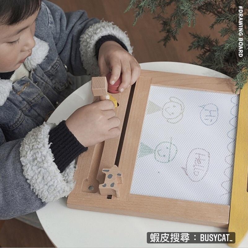 BusyCat 木製復古畫板 兒童磁性畫板 旅行可重覆白板 寶寶繪畫玩具 塗鴉版 蒙氏嬰幼童益智趣味 磁鐵畫板 磁力畫板-細節圖7