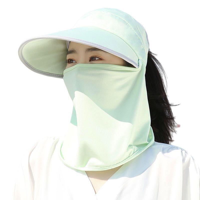 遮陽帽女夏季冰絲防曬面罩遮臉護頸防紫外線戶外騎行大檐防曬帽子-細節圖7