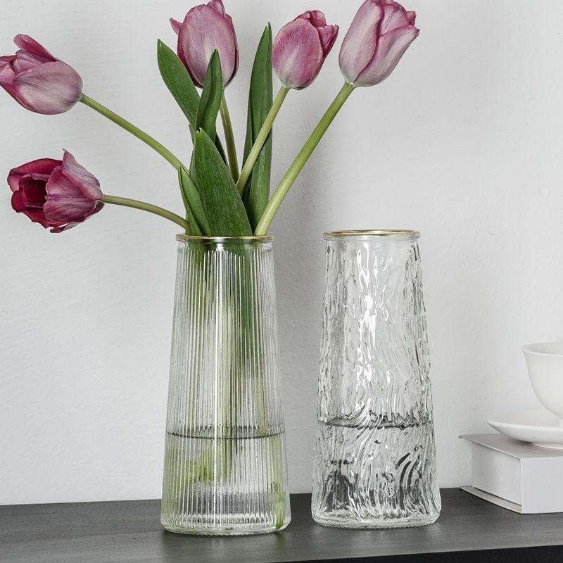 簡約透明玻璃花瓶桌面插花水養乾燥花鮮花花瓶ins風高顏值客廳擺件-細節圖5